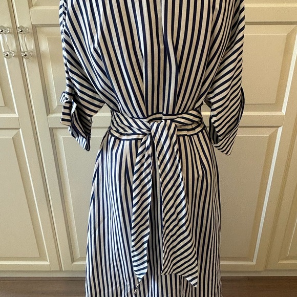 Zara Linen-blend Blue & White Stripe Dress Size M - Picture 3 of 6